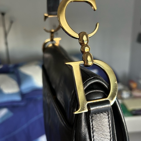 Vintage Black Dior Saddle Bag with Gold Hardware - Picture 8 of 9